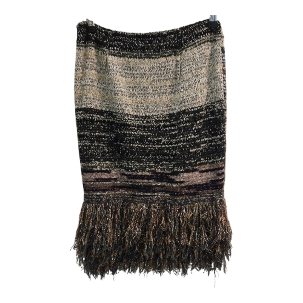 Anthropologie Cecilia Prado Glinted Fringe Stretch Knit Sweater Skirt Sz L